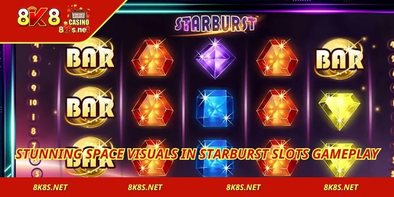 Stunning space visuals in Starburst Slots gameplay