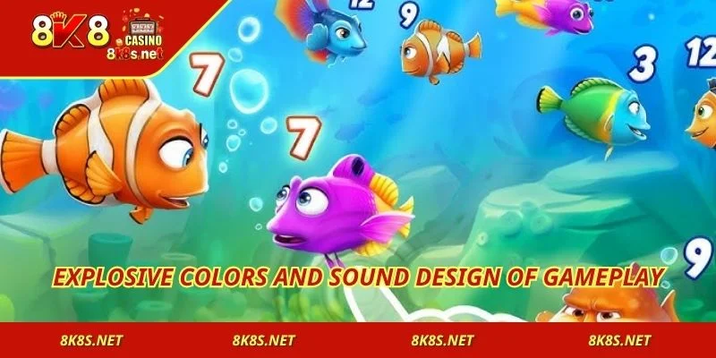 Explosive colors and sound design of gameplay